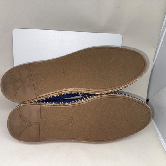 Prada Blue Canvas Logo Embroidered Espadrille with Dust Bag SIZE 38 - Picture 6 of 7